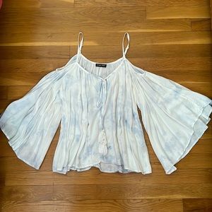 Light blue and white flowy top